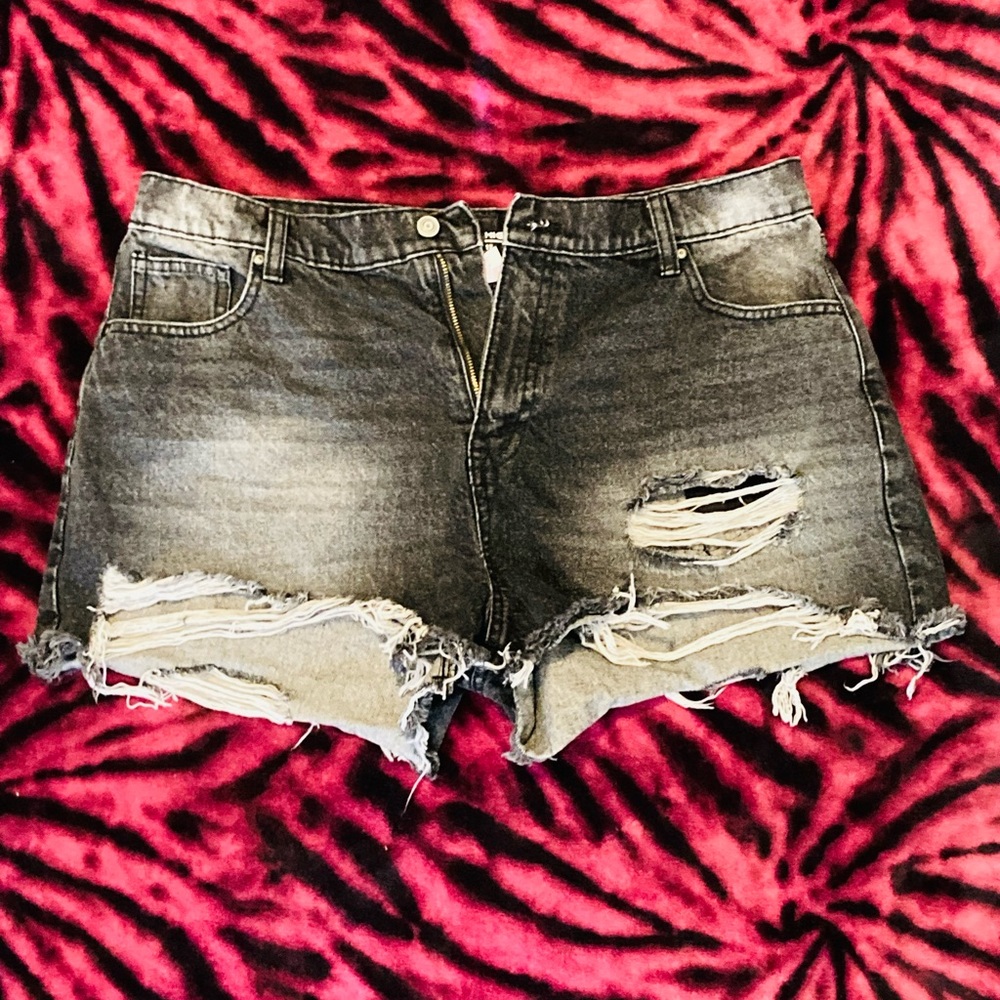 100% cotton, light gray biker jeans shorts and size 17